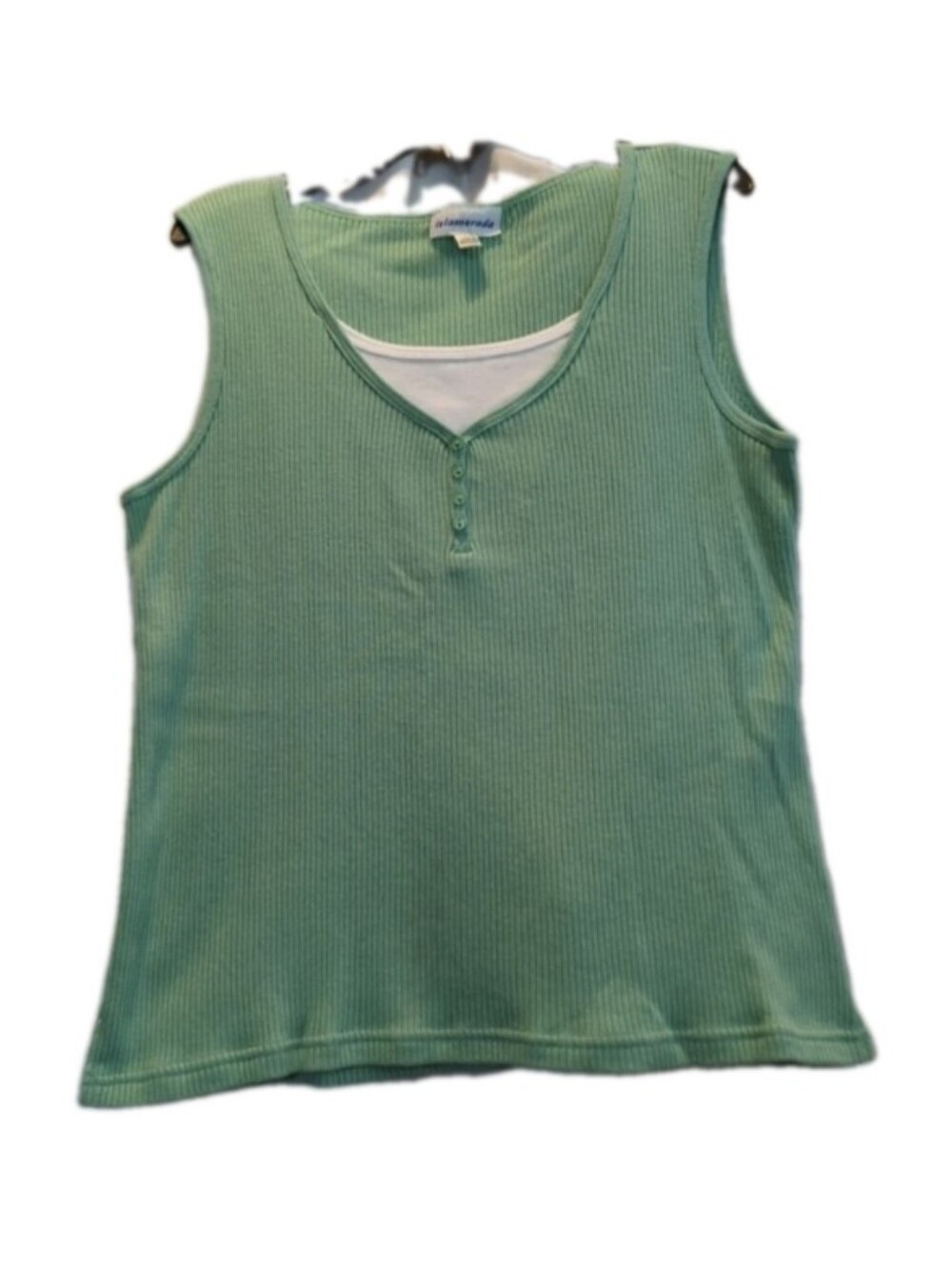 Islamorada Green/White Sleeveless Ribbed Tank Top Size XL